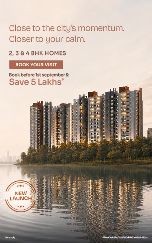 Whispering Waves by Suraksha — prelaunch closing soon. Premium 2, 3 & 4 BHK homes adjacent to Begur Lake, Hosur Road, starting at ₹1.3 Cr*